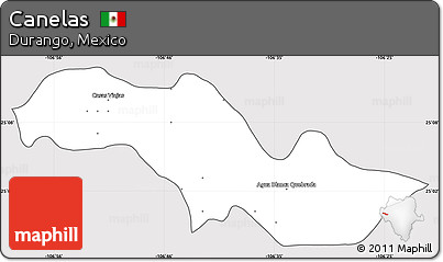 Silver Style Simple Map of Canelas, cropped outside