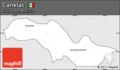 Silver Style Simple Map of Canelas, cropped outside