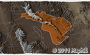 Physical 3D Map of Coneto de Comonfort, darken, semi-desaturated