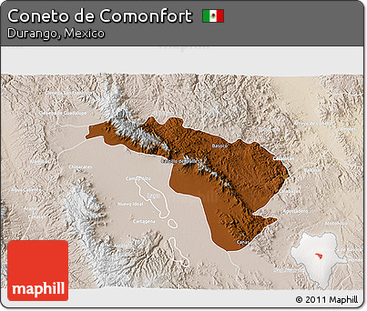 Physical 3D Map of Coneto De Comonfort, lighten