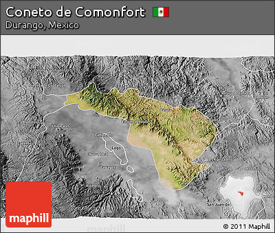 Satellite 3D Map of Coneto De Comonfort, desaturated