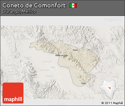 Shaded Relief 3D Map of Coneto De Comonfort, lighten