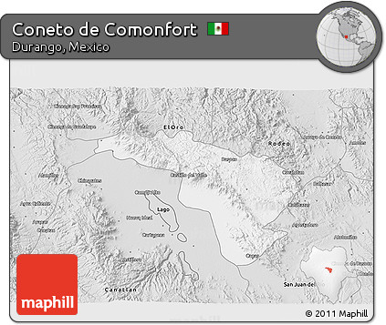 Silver Style 3D Map of Coneto De Comonfort