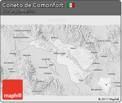 Silver Style 3D Map of Coneto De Comonfort