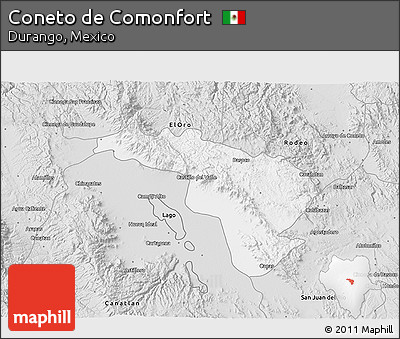 Silver Style 3D Map of Coneto De Comonfort