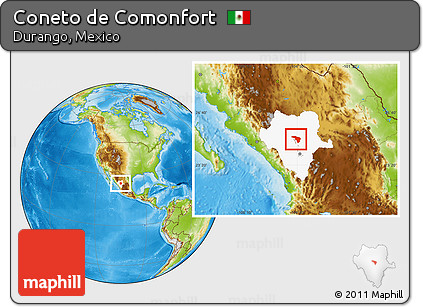 Physical Location Map of Coneto De Comonfort, highlighted parent region