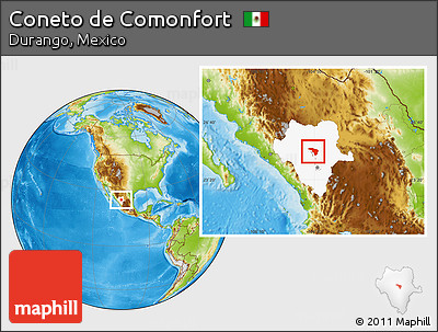 Physical Location Map of Coneto De Comonfort, highlighted parent region