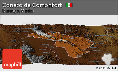 Physical Panoramic Map of Coneto De Comonfort, darken