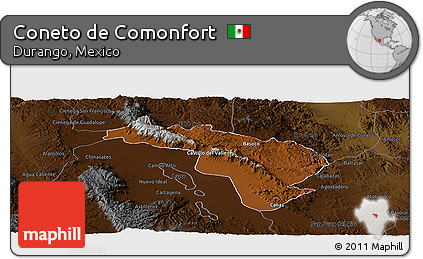 Physical Panoramic Map of Coneto De Comonfort, darken