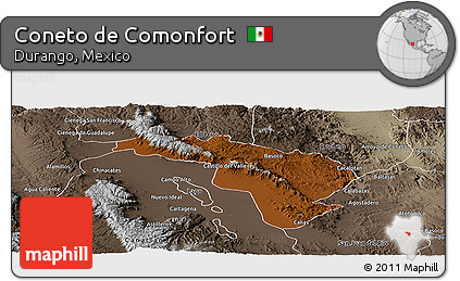 Physical Panoramic Map of Coneto De Comonfort, semi-desaturated