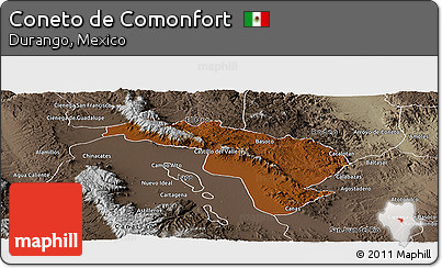 Physical Panoramic Map of Coneto De Comonfort, semi-desaturated