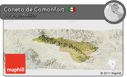Satellite Panoramic Map of Coneto De Comonfort, lighten