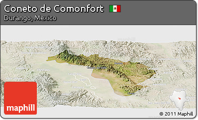 Satellite Panoramic Map of Coneto De Comonfort, lighten