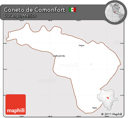 Classic Style Simple Map of Coneto De Comonfort, cropped outside