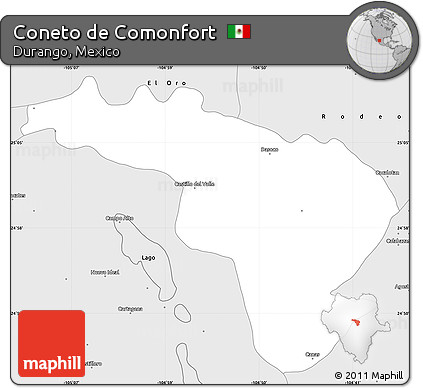 Silver Style Simple Map of Coneto De Comonfort