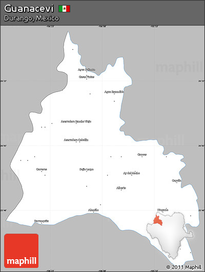 Gray Simple Map of Guanacevi, single color outside
