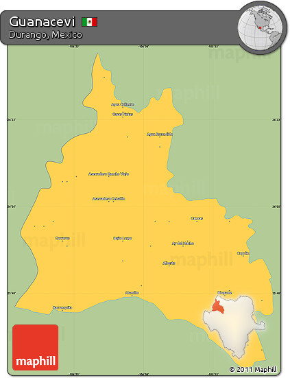 Savanna Style Simple Map of Guanacevi, single color outside