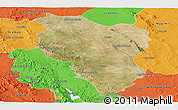 Satellite Panoramic Map of Hidalgo, political outside
