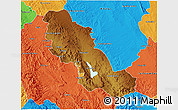Physical 3D Map of Inde, political outside