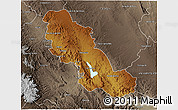 Physical 3D Map of Inde, semi-desaturated