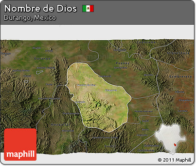 Satellite 3D Map of Nombre De Dios, darken