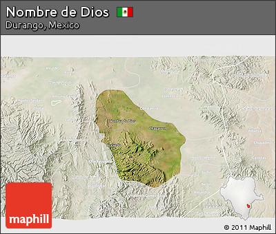 Satellite 3D Map of Nombre De Dios, lighten