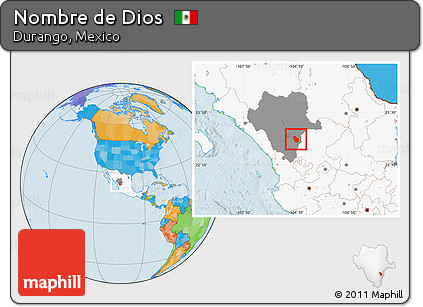 Political Location Map of Nombre De Dios, highlighted country, highlighted parent region