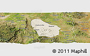 Shaded Relief Panoramic Map of Nombre de Dios, satellite outside
