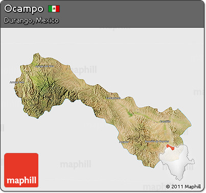 Satellite 3D Map of Ocampo, single color outside