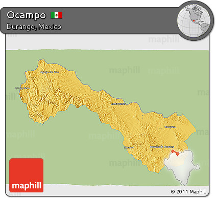 Savanna Style 3D Map of Ocampo, single color outside