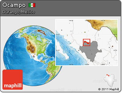 Physical Location Map of Ocampo, highlighted country, highlighted parent region