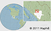 Savanna Style Location Map of Ocampo, highlighted parent region, hill shading