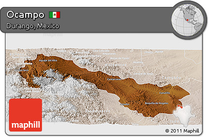 Physical Panoramic Map of Ocampo, lighten