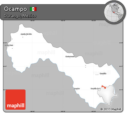 Gray Simple Map of Ocampo, single color outside