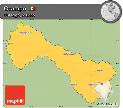 Savanna Style Simple Map of Ocampo, cropped outside