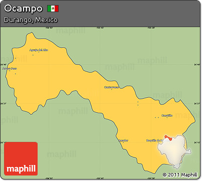Savanna Style Simple Map of Ocampo, cropped outside
