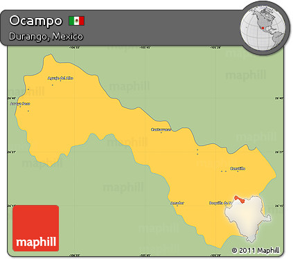Savanna Style Simple Map of Ocampo, single color outside