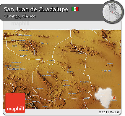 Physical 3D Map of San Juan De Guadalupe
