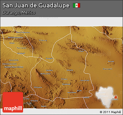 Physical 3D Map of San Juan De Guadalupe