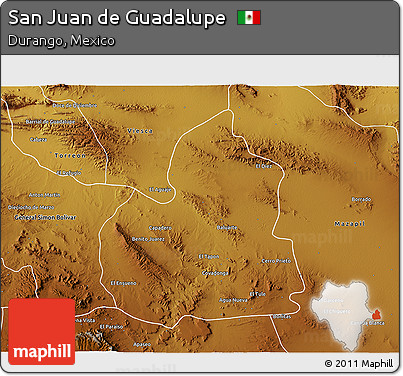Physical 3D Map of San Juan De Guadalupe