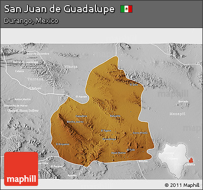 Physical 3D Map of San Juan De Guadalupe, lighten, desaturated