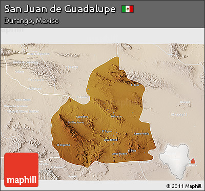 Physical 3D Map of San Juan De Guadalupe, lighten