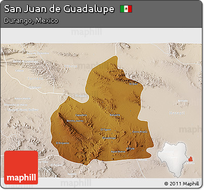 Physical 3D Map of San Juan De Guadalupe, lighten