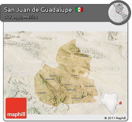 Satellite 3D Map of San Juan De Guadalupe, lighten