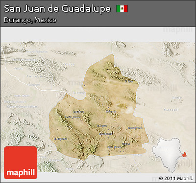 Satellite 3D Map of San Juan De Guadalupe, lighten