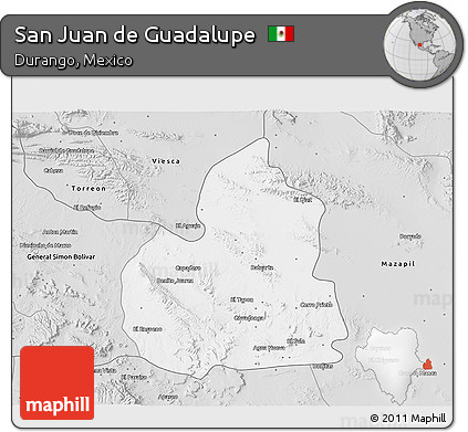 Silver Style 3D Map of San Juan De Guadalupe