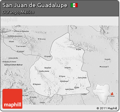 Silver Style 3D Map of San Juan De Guadalupe