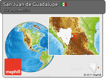 Physical Location Map of San Juan De Guadalupe, highlighted parent region