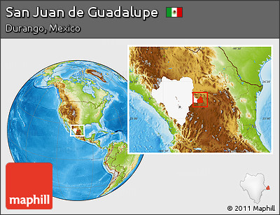 Physical Location Map of San Juan De Guadalupe, highlighted parent region