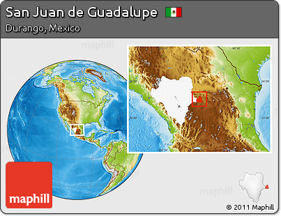 Physical Location Map of San Juan De Guadalupe, highlighted parent region